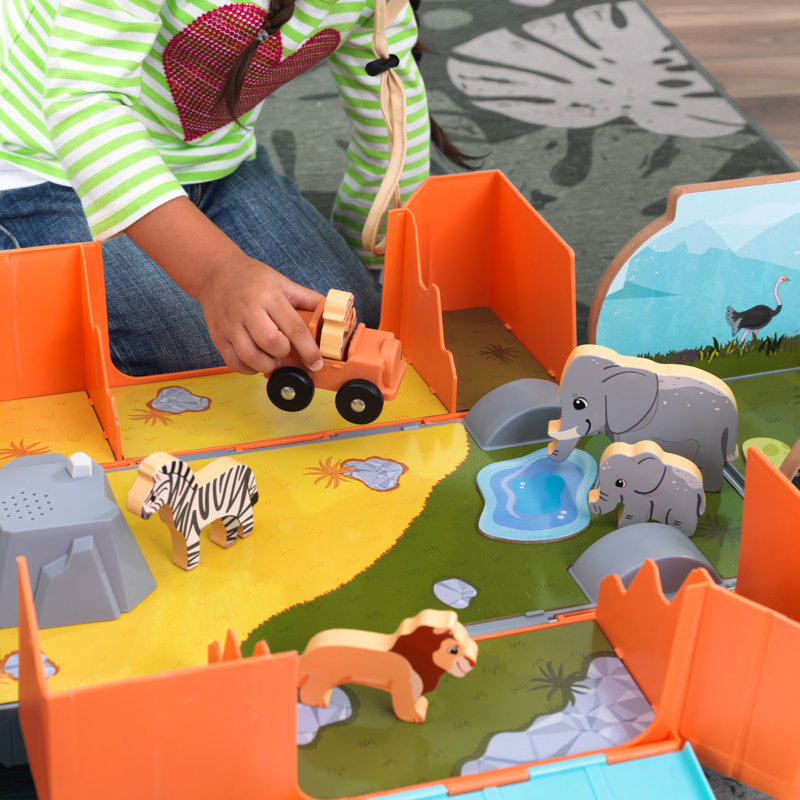 Safari 2-in-1 Ride and Play Ride-On Toy with Animal Sounds and 9 Pieces