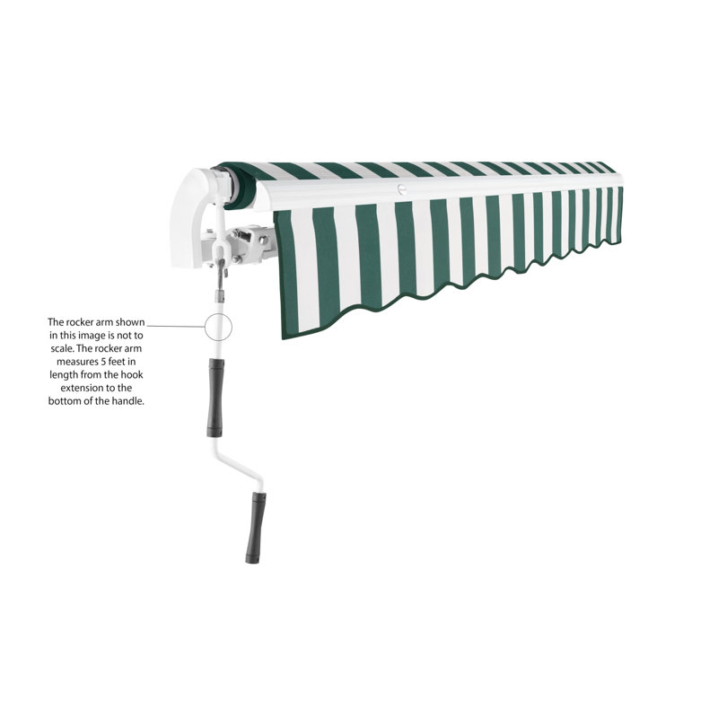 Awntech California Patio Retractable Awning, Forest/White Stripe, 7" H x 144" W x 120" D