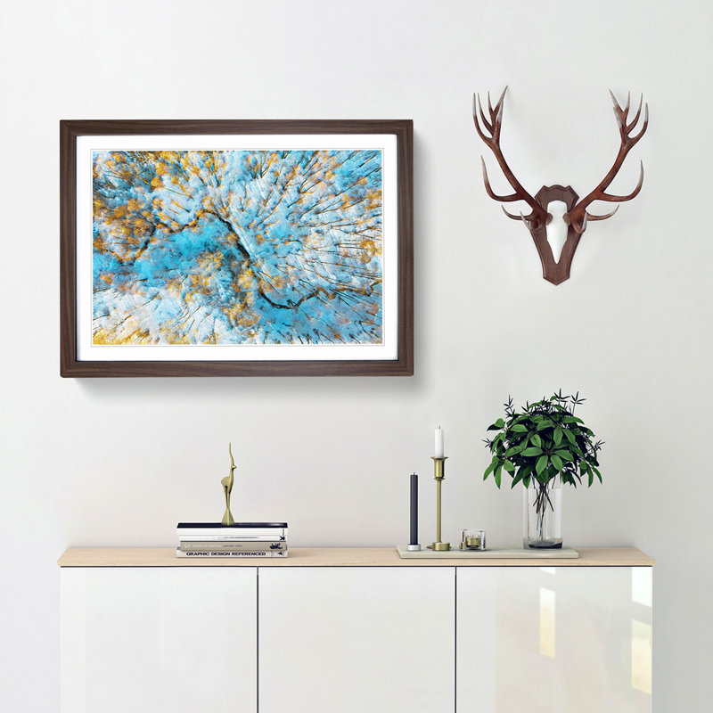 Stream Through a Winter Forest - Framed Print, 36cm H x 48cm W x 2cm D, Walnut Framed
