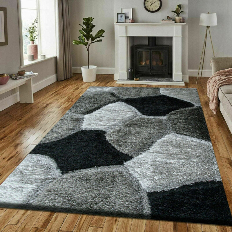 Akelah Geometric Shag Area Rug, Rectangle 60 x 110cm