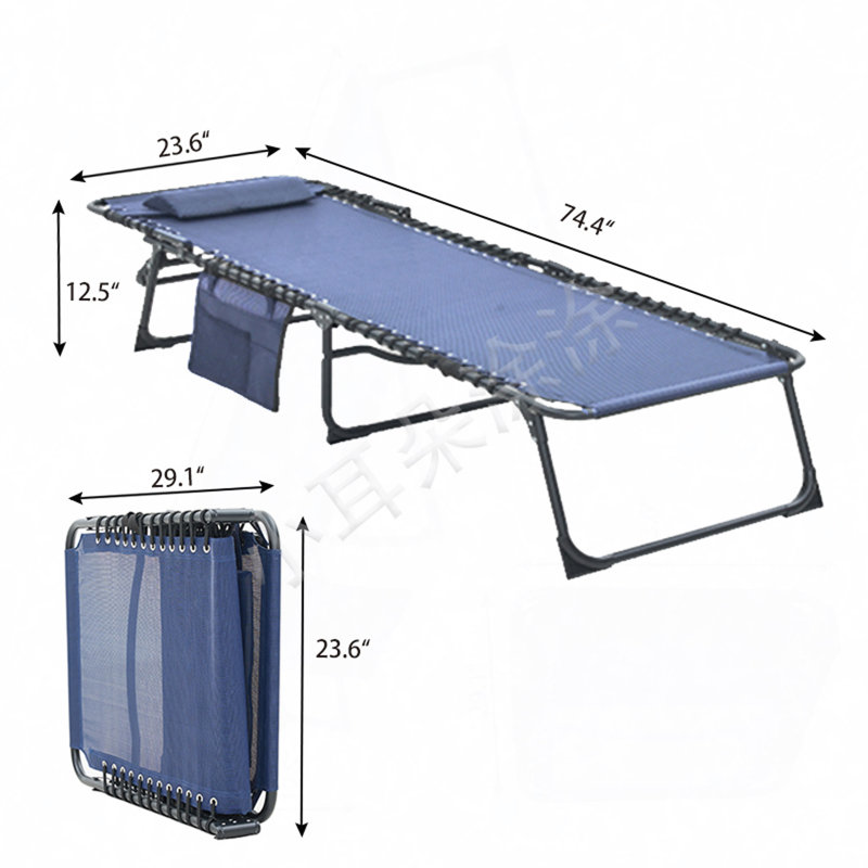 Ensemble de 2 chaises longues pliantes, Bleu très foncé