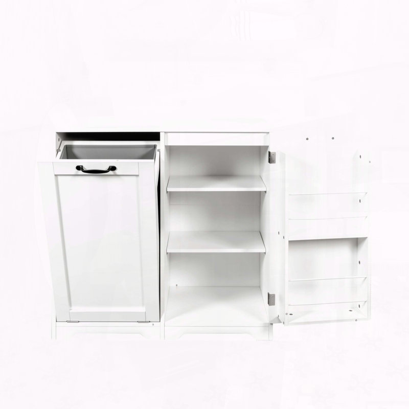 Laundry Cabinet with Tilt-Out Hamper and Adjustable Shelves, White