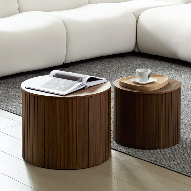 Ensemble de tables gigognes en panneau de fibres à densité moyenne, ensemble de 2 pièces