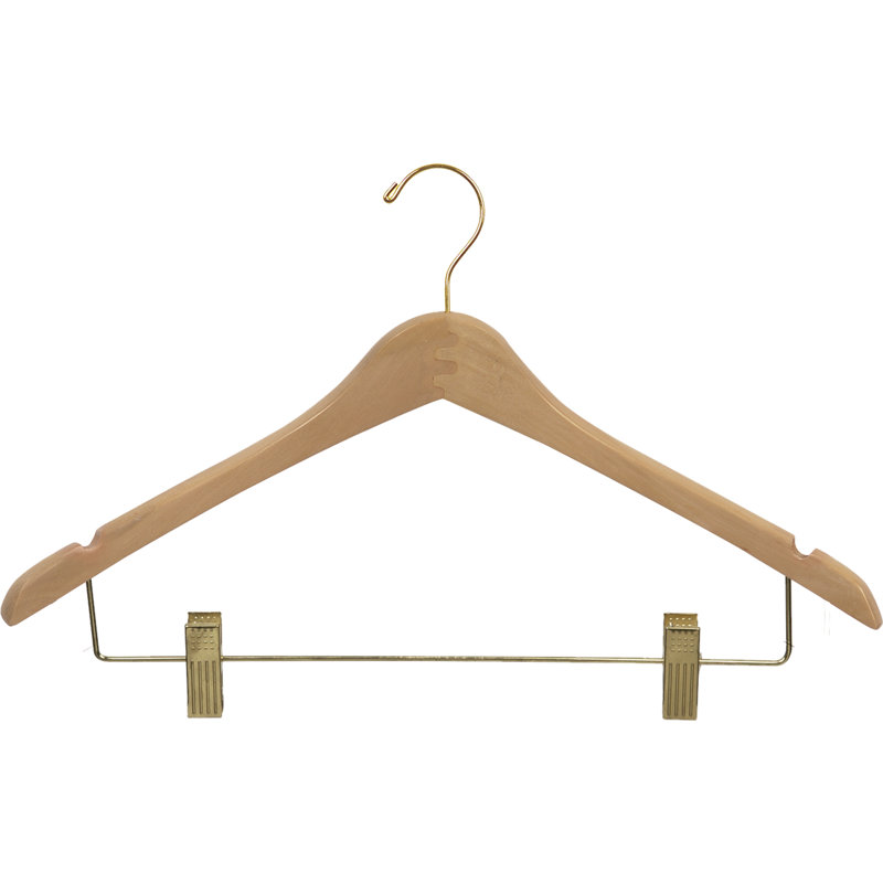 Cintre en bois avec pinces, Blanc, 12