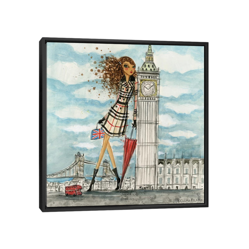 «Sigismondo See the Sights London», art encadré, Toile encadrée noire, Aucun mat, H 26 po x l 26 po x P 1,5 po