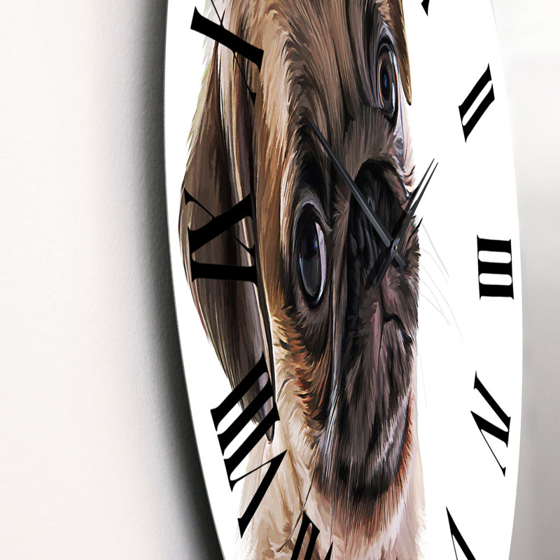 Portrait d'un carlin - Horloge murale traditionnelle, Petit