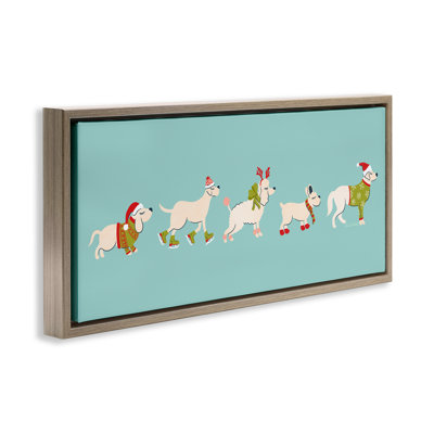 Festive Dog Breeds Canvas Wall Art by Carrie Cantwell