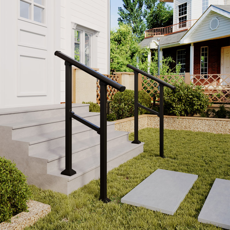 Rampe d'escalier extérieure noire (ensemble de 2), H 36 po x l 12 po x P 1,57 po