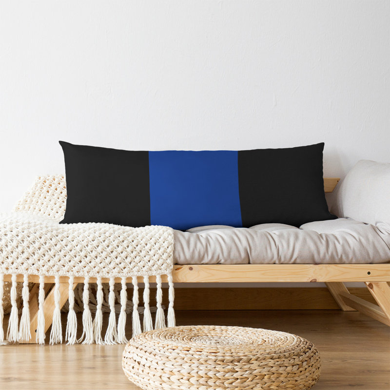Oreiller de corps en polyester / polyester Arizona Football Stripes, Noir / bleu / noir, Adairsville