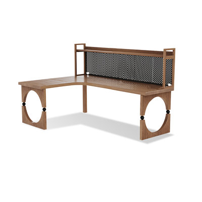 Noyer clair + bureau en bois massif en forme de L noir + fer