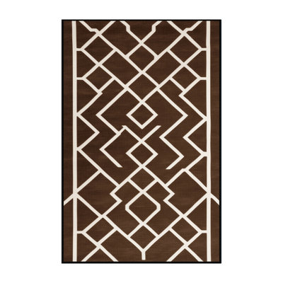 Tapis brun treillis lavable à la machine