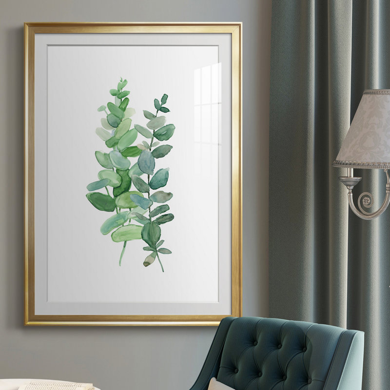 Eucalyptus II - Peinture sur toile encadrée, Or, H 30,5 po x l 42,5 po x P 1,5 po