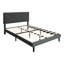 Lit plateforme tapissier simple gris foncé, tête de lit en tissu de lin moderne avec capitonnage à boutons, aucun sommier nécessaire, support à lattes de bois, facile à installer, capacité de poids maximale de 300 lb-158683730-158683728