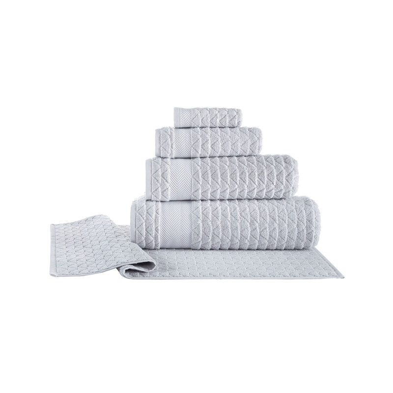 Turkish Cotton Plush Jacquard Hand Towel, Silver