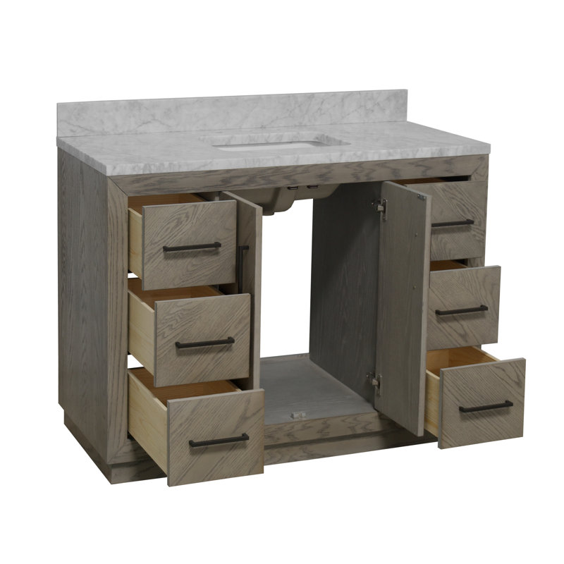 Ensemble de meuble-lavabo simple 48 po Sadelle, Chêne gris