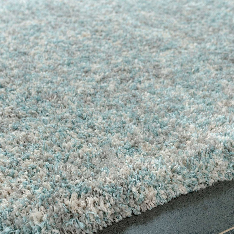 Doniece Blue Grey Shaggy Rug Soft Fluffy Deep Pile Mottled Warm Bedroom Mat, Rectangle 160 x 230cm