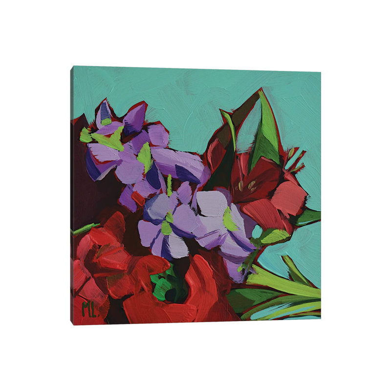 Red And Violet by Mónica Linares - Wrapped Canvas Painting, 66.04 cm H x 66.04 cm W x 3.175 cm D