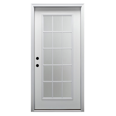 Porte d'entrée pré-suspendue en fibre de verre lisse