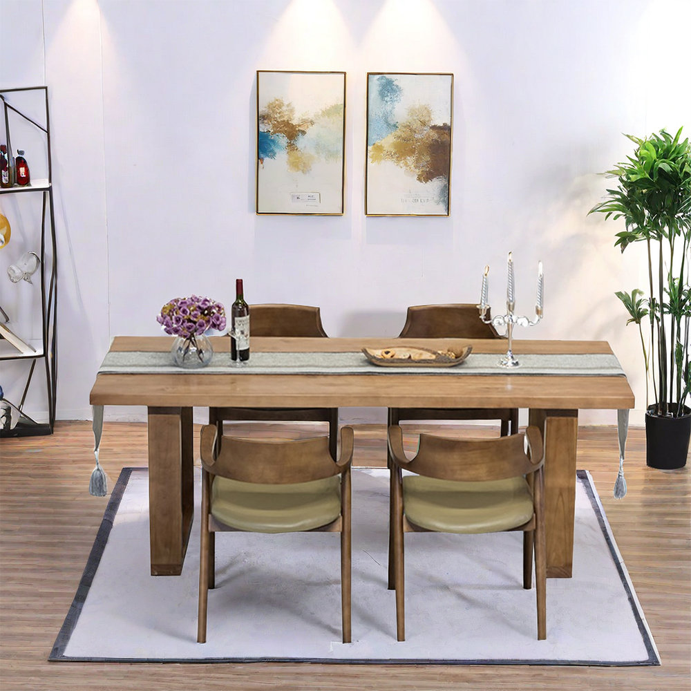 GINATOL Modern rectangular solid wood dining table set - Wayfair Canada