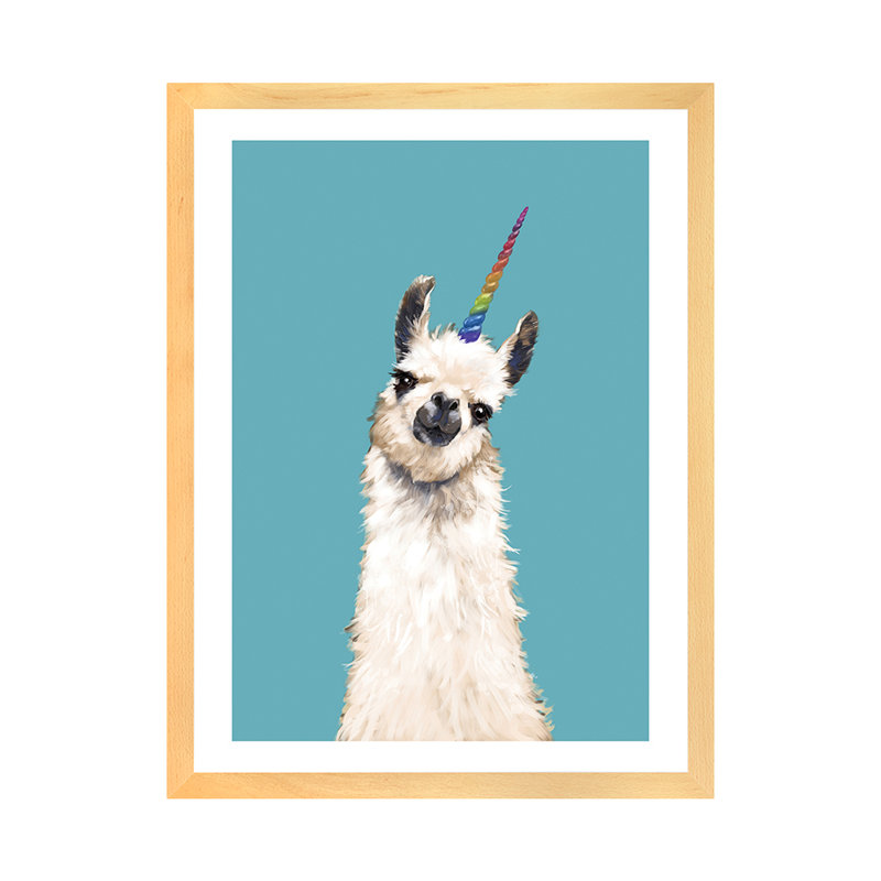 Art encadré licorne, H 32 po x l 24 po x P 1 po, Papier encadré naturel
