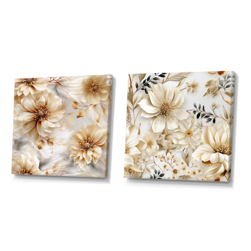 Kourou - Ensemble de 2 reproductions d'art sur toile florales, Toile tendue, H 30 po x l 61 po x P 1 po
