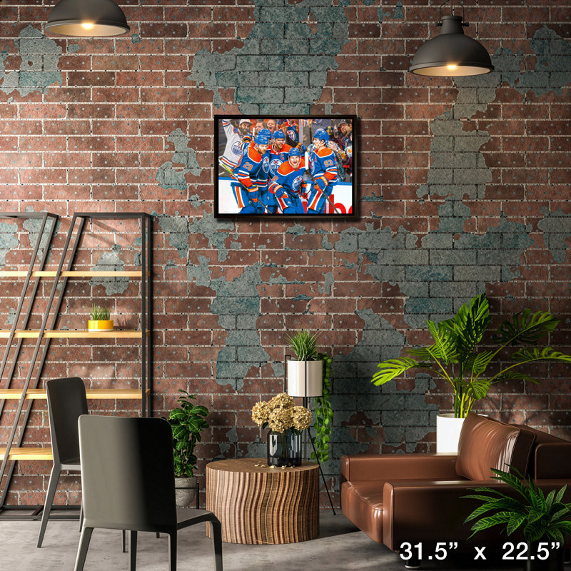 «Edmonton Oilers», célébration sur toile non signée 20 x 29