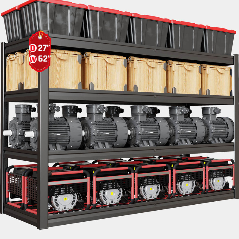 Étagères de garage robustes, P 27 po, tablettes en métal avec tablettes de rangement réglables, H 62 po x l 62 po x P 27 po