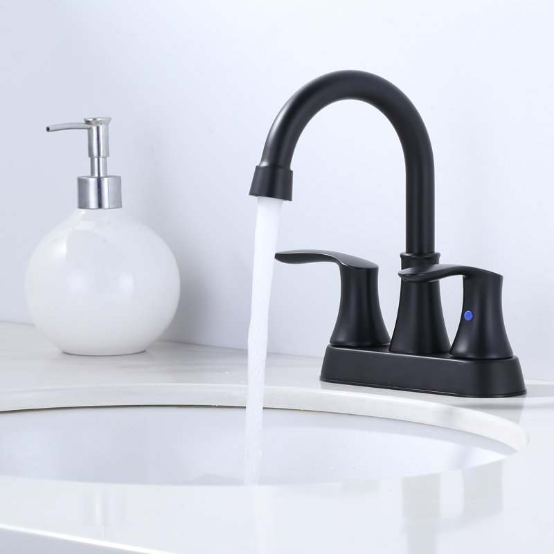 Matte Black 4-Inch Centerset Double Handle High Arc Bathroom Faucet