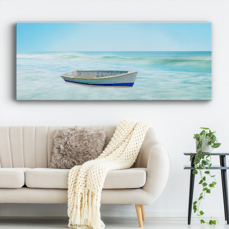Bateau sur une plage, toile tendue I-Gallery, H 8 po x l 20 po x P 1,5 po
