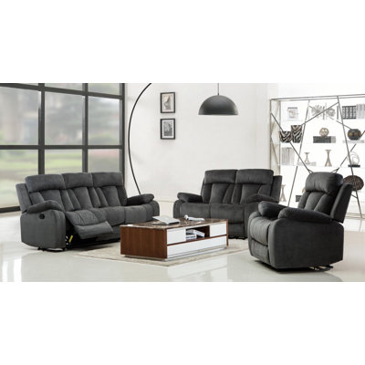 Three Piece Indoor Gray Microsuede Six Person Seating Set Three Piece Indoor Gray Microsuede Six Person Seating Set