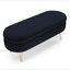 Banc de rangement repose-pieds ovale en flanelle avec pieds en métal - noir (43,5 po x 16 po x 16 po)-134096992