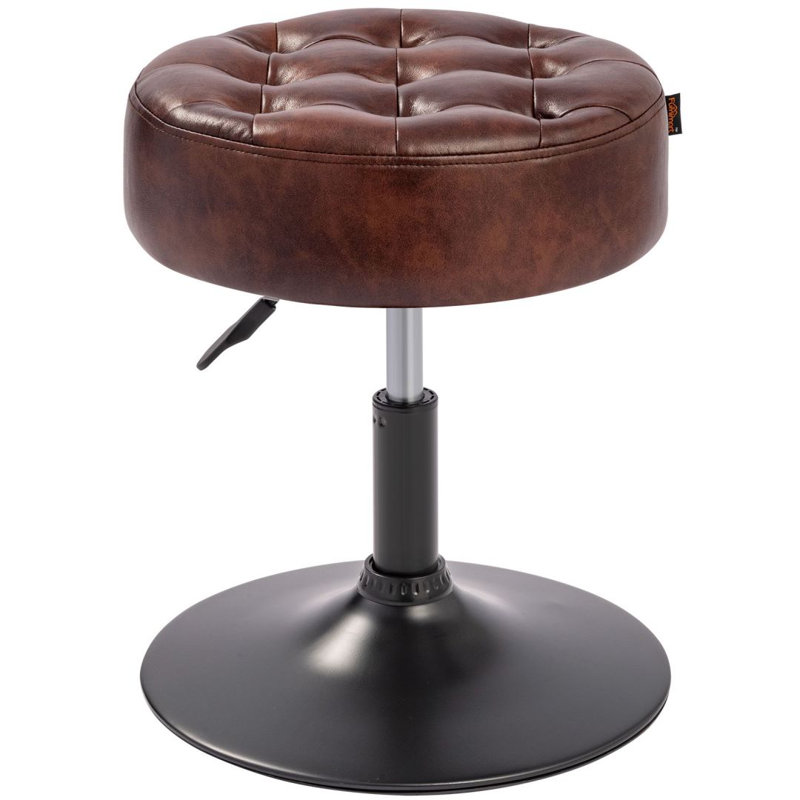 Modern Swivel Adjustable Height Accent Stool, Dark Brown PU