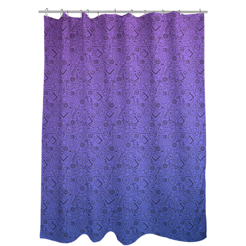 Rideau de douche simple classique RPG, Mauve / Bleu / Noir