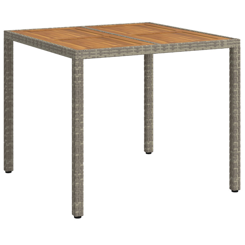 Table de jardin vidaXL en rotin de polyester gris 35,43 x 35,43 x 29,53 po, H 29,7 po x L 35,4 po x l 35,4 po, Gris