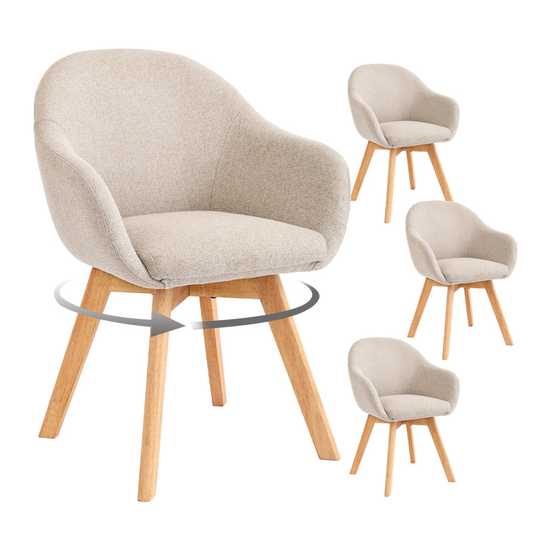 Upholstered Dining Chair, 49cm Seating Height , Beige, 4, Beige