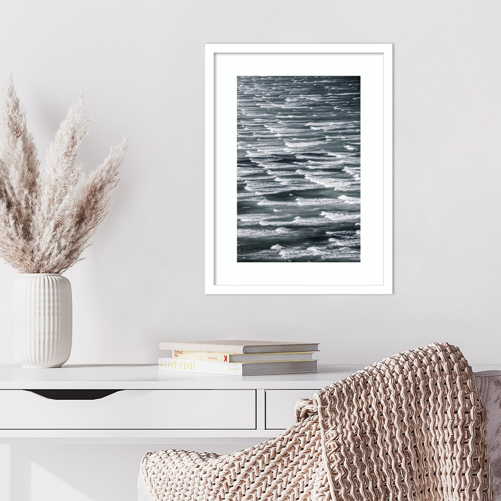 Daisey "Infinite Waves 02" Print, White Framed, 21" H x 16" W