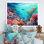 Rose et bleu sous l'eau corail Wold II - plage et océan, impressions sur toile