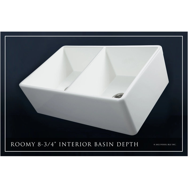Luxury 33" L x 20" W Double Basin Undermount Kitchen Sink with Basket Strainer, Polished Nickel Accessories