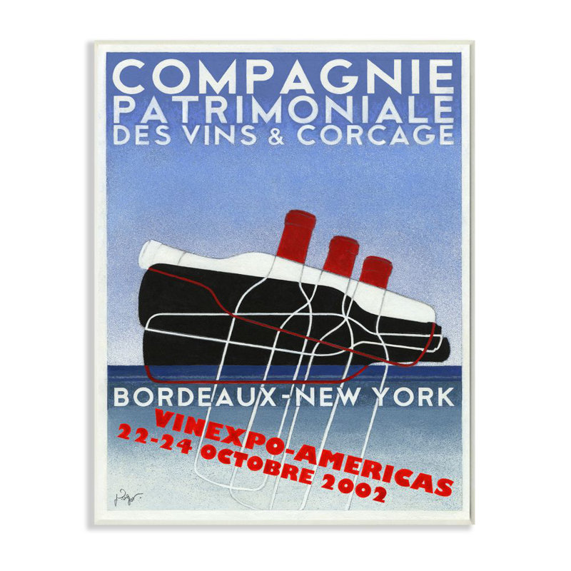 «Vintage Wine Bottle» par Jean-Pierre Got - publicité imprimée, H 15 po x l 10 po, Plaque murale