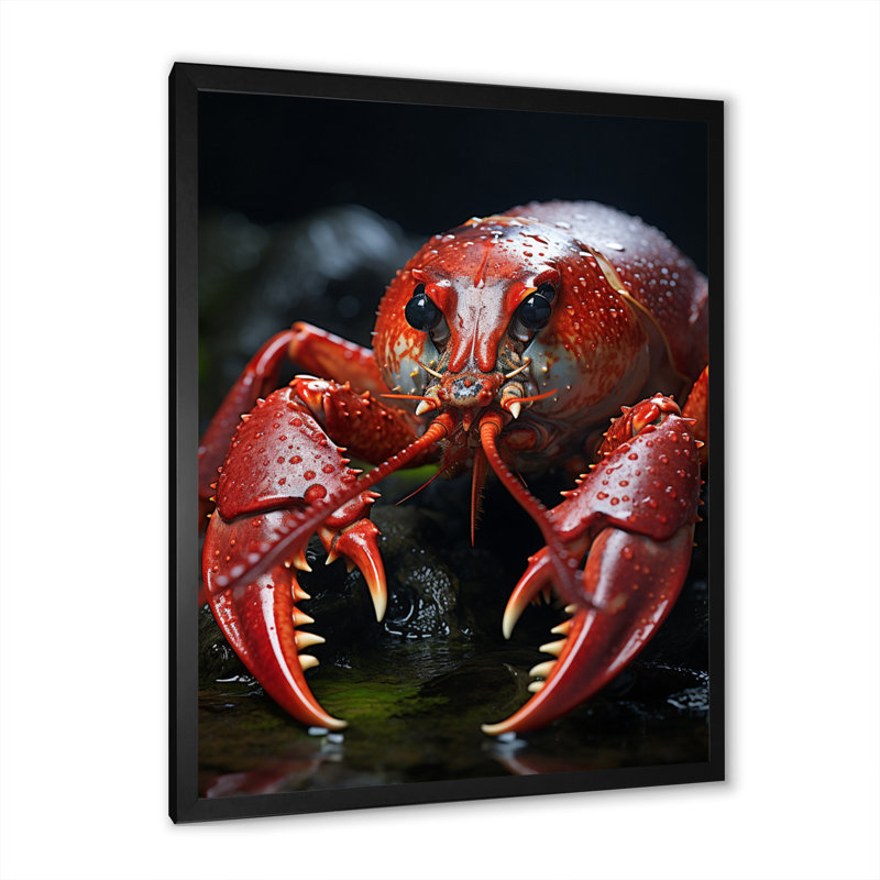 Reproduction d'art sur toile corail, Cadre photo noir, H 20 po x l 12 po x P 1 po