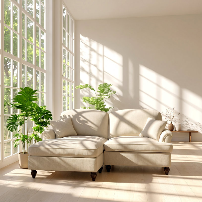 Canapé modulaire en L en chenille l 76,4 po x P 55,1 po x H 36,6 po Ailuridae, Navy Corduroy