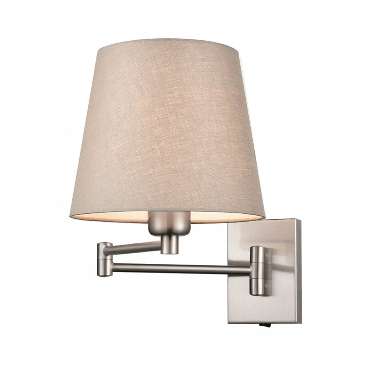 Kaluza Swing Arm Sconce, Nickel, Taupe