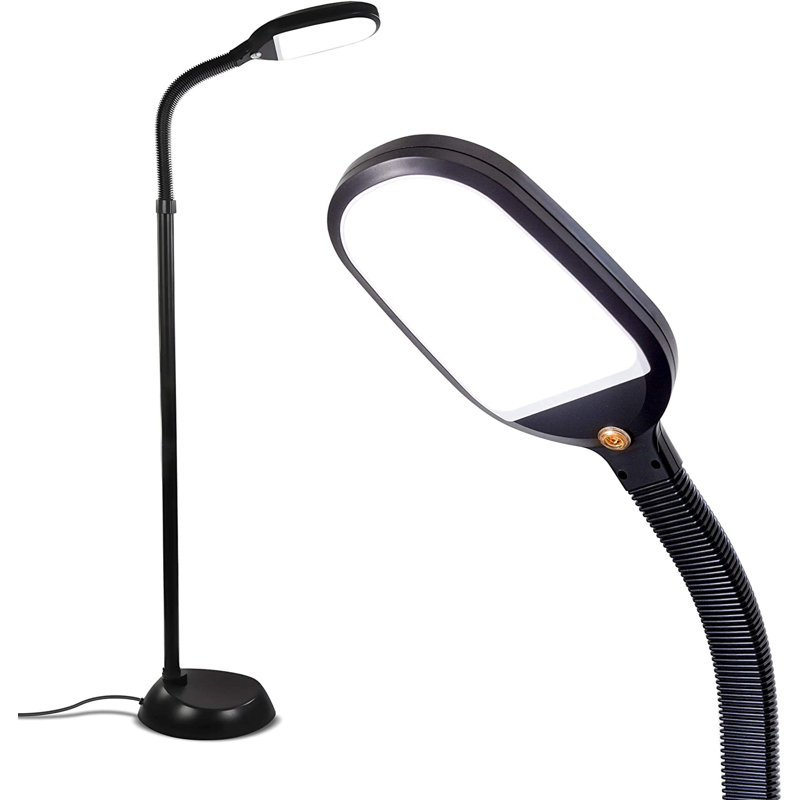 Litespan 53 in. Industrial 1-Light Dimmable LED Floor Lamp with Height Adjustable Gooseneck Head, Brown/Black, Brown/Black