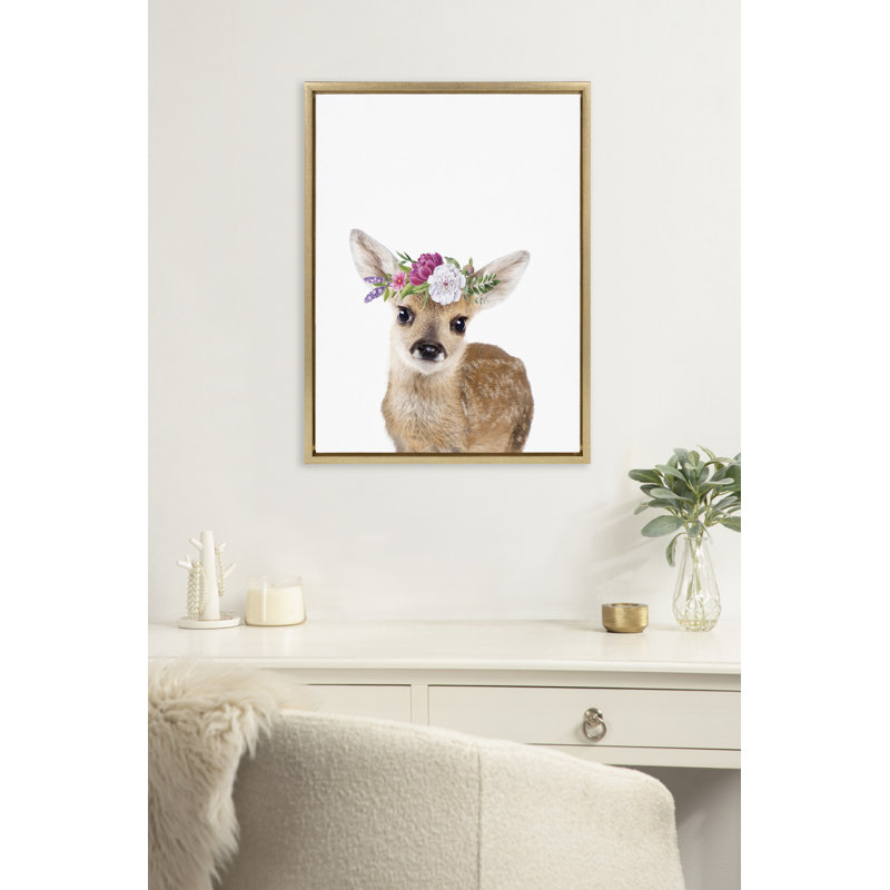 «Flower Crown Fawn» par Amy Peterson, reproduction d'art sur toile encadrée