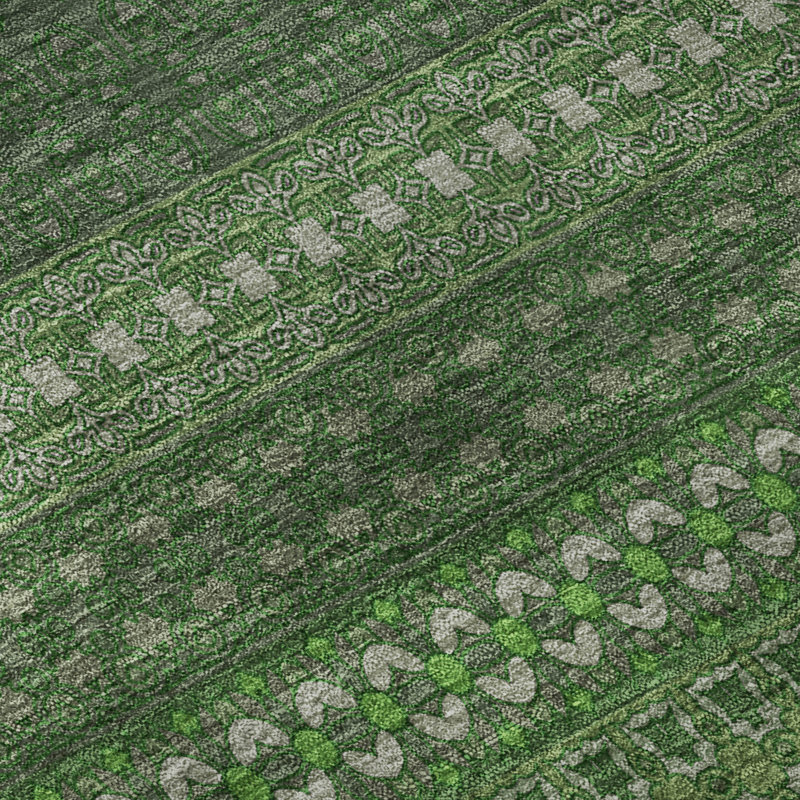 Premium Machine Washable Cerrito AMF527 Fern, Rectangle 1'8" x 2'6"