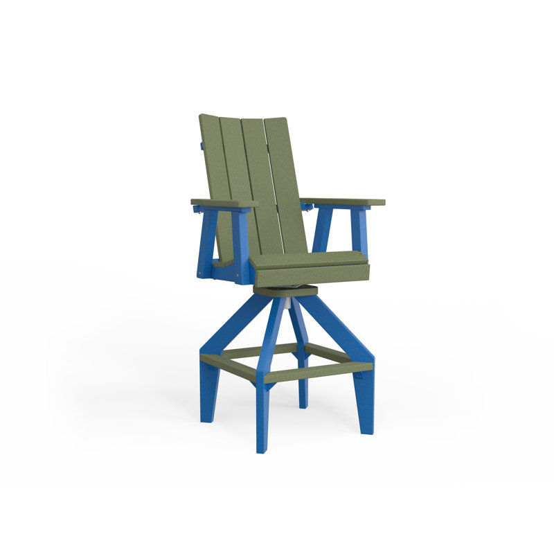 SOL Outdoor Bar Stool, Pacific Blue, White