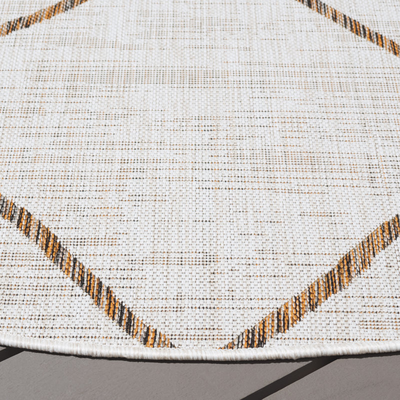 Tapis d'intérieur / extérieur à motif géométrique Capra Performance, Rond 6 pi 7 po