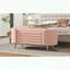 Banc de rangement ovale rose en chenille avec pieds en métal-454914294