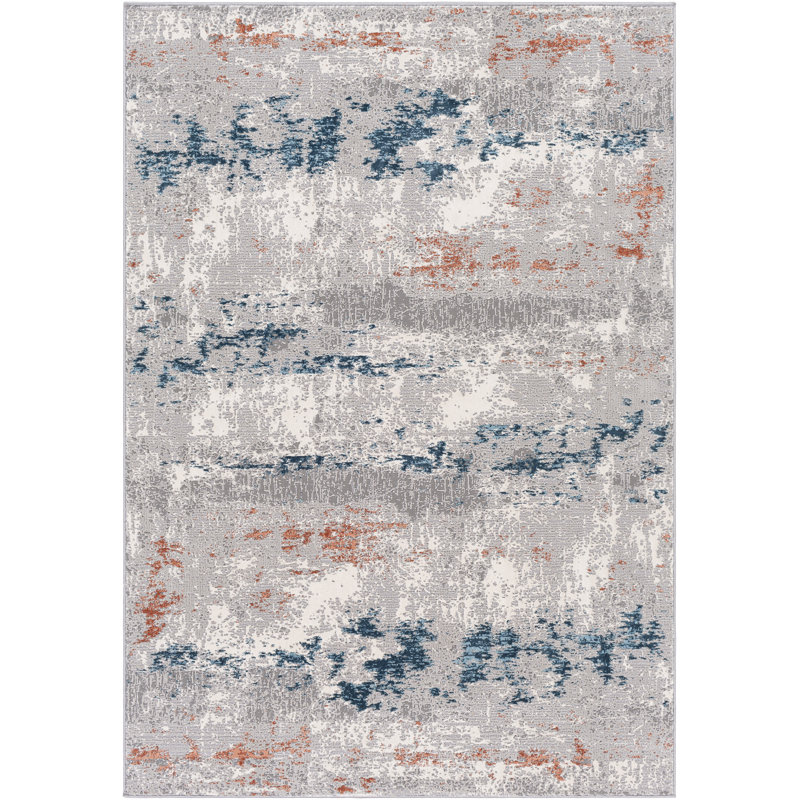 Tapis corail / ivoire à motif abstrait Adilynn, Rectangle 9 pi x 12 pi 4 po