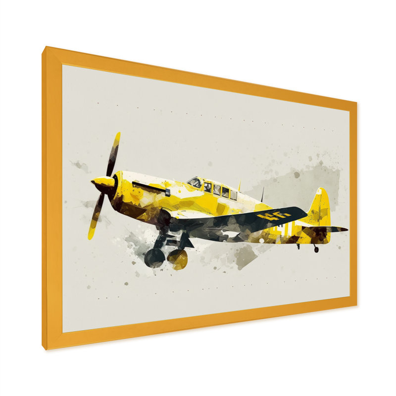 Propeller Plane Design - Transport sur toile, art mural, H 30 po x l 40 po, Encadrement doré